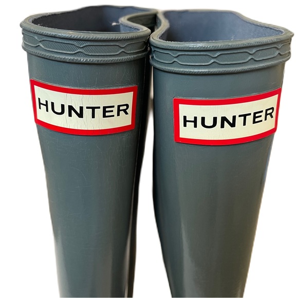 Hunter Original Tall Gloss Size US8 Gull Grey Graphite Rain Boots Waterproof - Picture 5 of 15